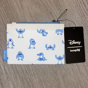 Loungefly Blue and White Stitch Cardholder with Coin Pouch